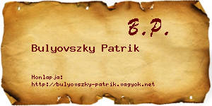Bulyovszky Patrik névjegykártya